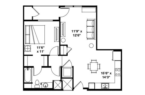 Alvera at the Meadows Apartments in American Fork, Utah One Bedroom Floor Plan